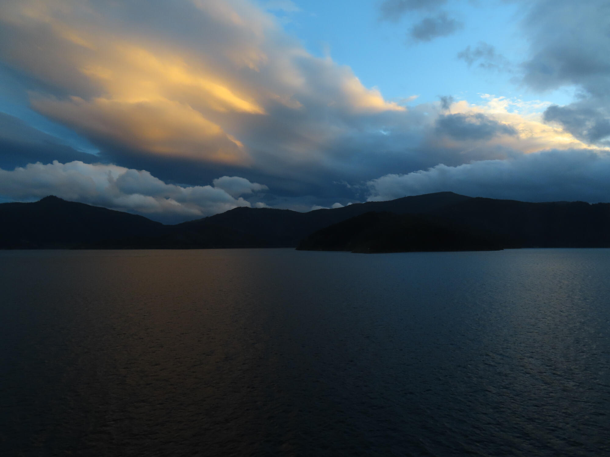 Another view of Cook Strait (arriving into Picton) at dusk in New Zealand 2026